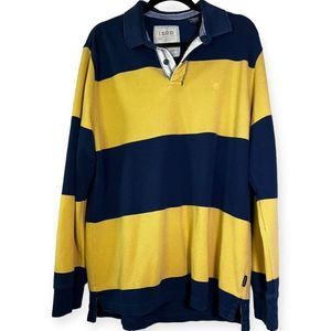 Izod Worn In Vintage Looking Rugby Polo Size L